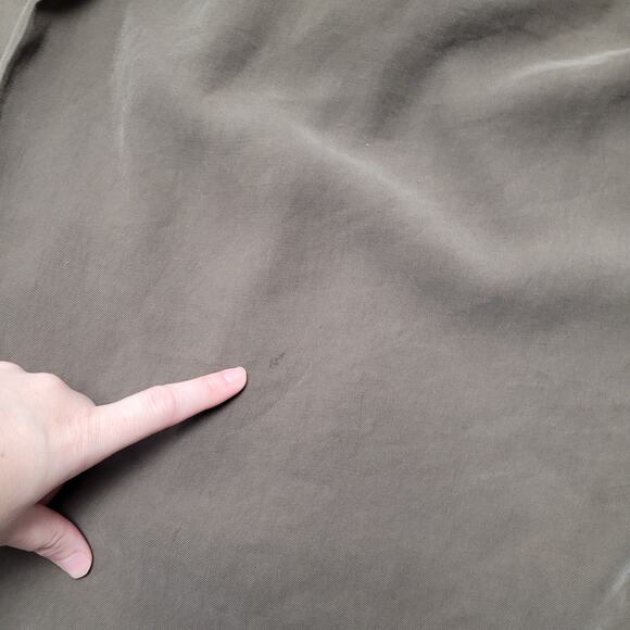 Express olive green zip pocket trench coat wrap mid length asymmetrical - Picture 4 of 9